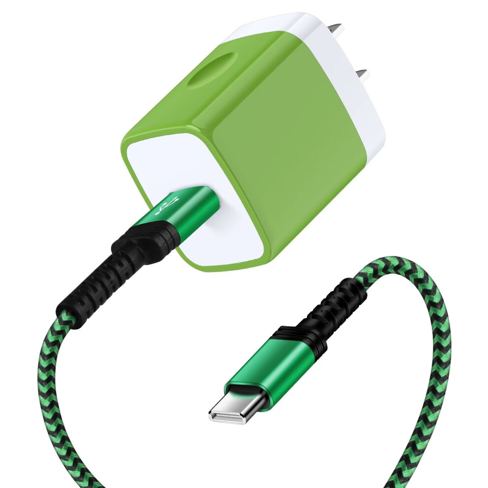 Qc 3.0 Usb Wall Charger Block With 6Ft Usb-C Cable For Android Â Fast Charging, Compatible With Usb-C Devices Green 9028731258713