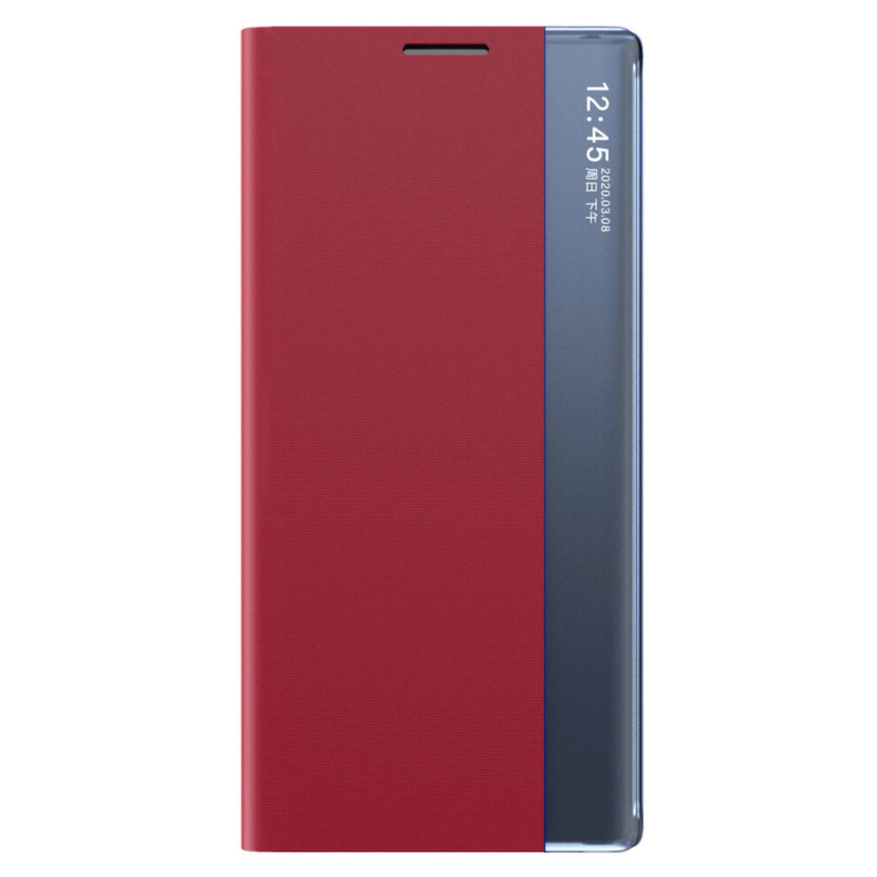 Flip Leather Case With Smart View Window, Magnetic Closure And Kickstand, For Samsung Galaxy S25 Ultra Red 9771547571179