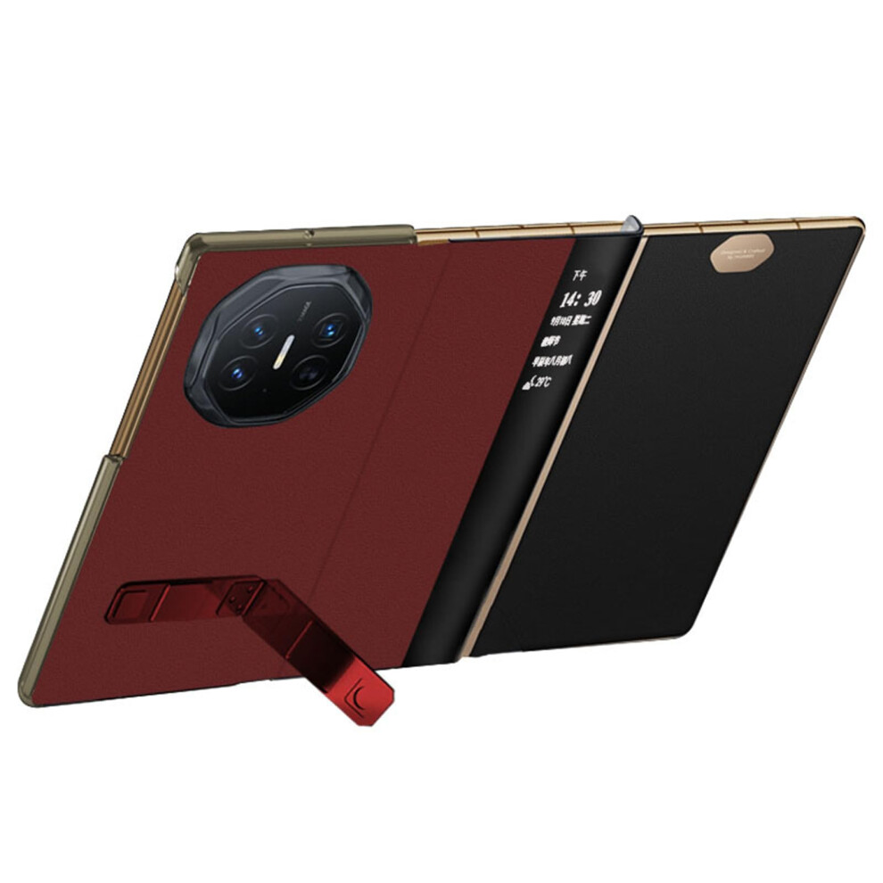 Leather Case Shockproof Electroplated Cover With Kickstand Smart Side Window For Huawei Mate Xt Red 9771547571780