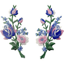 Flowers Bouquet Boho Patch Embroidered Floral Applique Iron On Sew On Rose Emblem, Set of 2 Pcs - DD01