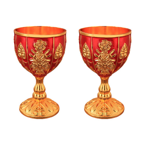 Practical Zinc Alloy Drinking Vessel With Decorative-Golden Red