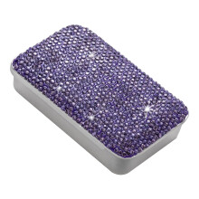 Storage Case With Soft Ceramic Inlay And Rhinestones-Purple