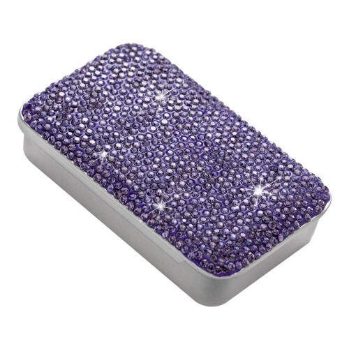 Storage Case With Soft Ceramic Inlay And Rhinestones-Purple