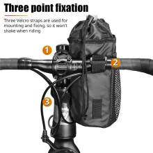 Bicycle Handlebar Bag,Insulated Bottle Holder with Mesh Pocket & Coffee Cup Waterproof Storage Pack for Mountain Bike