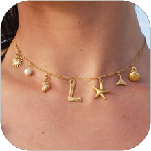 Women's Initial Pendant Necklace Boho Summer Seashell Beach Jewellery Gifts