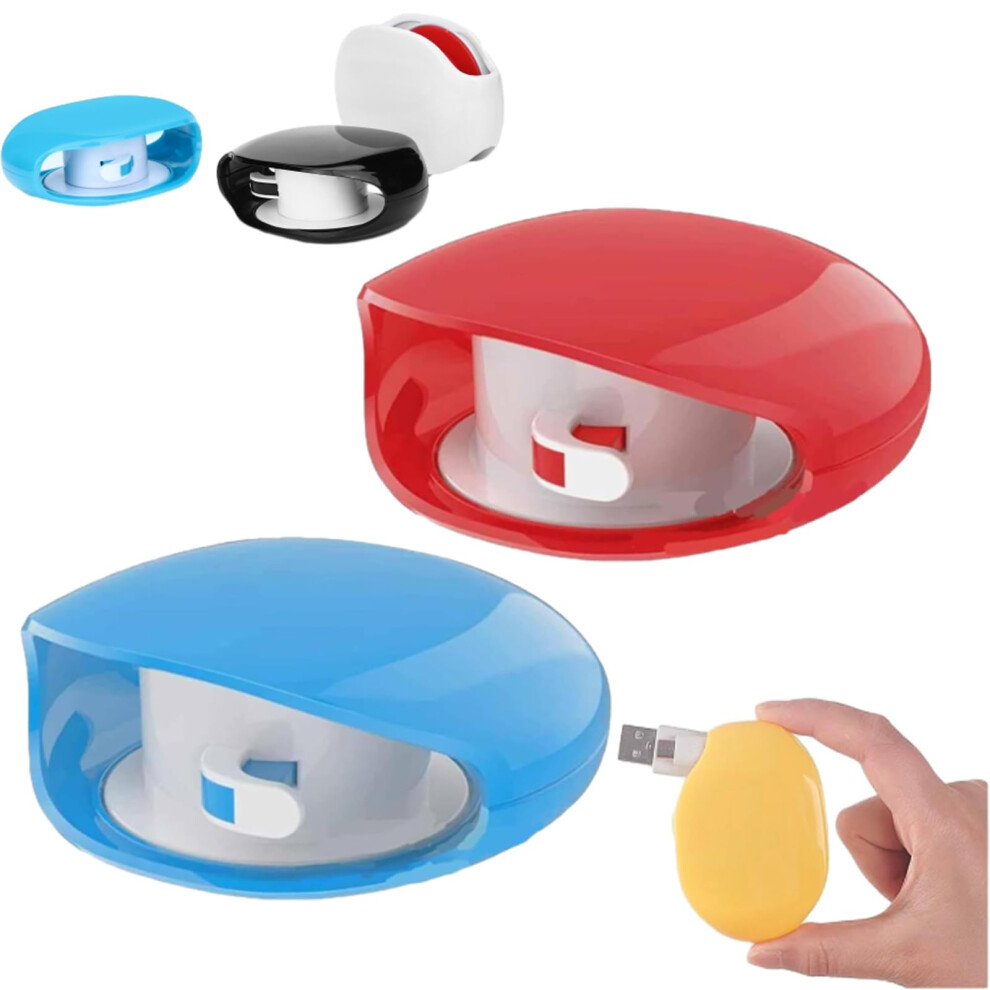 Retractable Cable Organizer Automatic Cord Reel Red And Blue For Usb Cables Headphones Travel Tangle 9771547565307