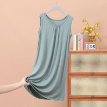 Women's Summer Sleepshirt Nightgown Comfortable Round Neck Sleeveless Home Dress Loungewear Casual Basic Sleepwear Soft Breathable Lightweight