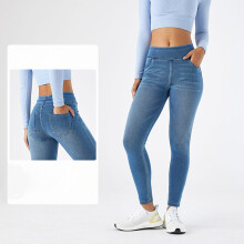 Stretchiga skinny jeans med hög midja, bekväma, trendiga jeggings med fickor för kvinnor