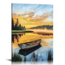 Boat Scenery Canvas Wall Art, Canvas Prints Wall Art for Living Room Bathroom Bedroom Office, Art Print Painting for Home Decorations - 12x16in