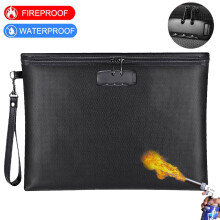 Fireproof Document Money Bag 14x10 inch Waterproof with Lock