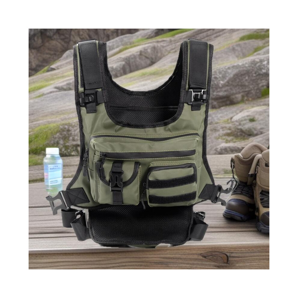 (Green, 20L) Tactical Chest Pack Outdoor Vest With Multiple Pockets For Running Cycling Hiking, Portable Tactical Gear Accessory Bag-image
