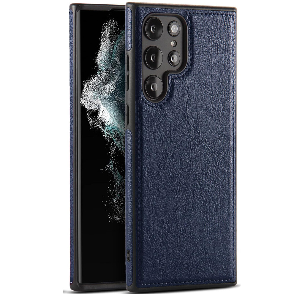 Pu Leather Case For Samsung Galaxy S23, Slim Shockproof Protection, Raised Edge Design Blue 9771547563181