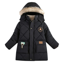 Kids Winter Puffer Jacket with Pocket & Zipper, Warm Windproof Hooded Coat for Boys & Girls, Ages 4-5 Years