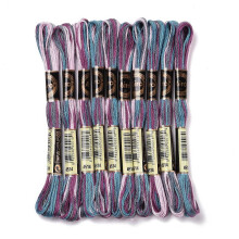 1Bag 10 Skeins 6-Ply Polyester Embroidery Floss Cross Stitch Threads Segment Dyed Dark Slate Gray 0.5mm 8.75 Yards(8m)/skein