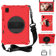 Rødt cover til Samsung Galaxy Tab S6Lite 10.4" 2020 (SM-P610/P615) med penholder, 360 drejelig stativ og hånd-/skulderrem