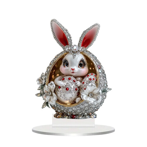 2D Acrylic Easter Bunny Egg Ornament