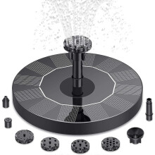Fountain , Solar Powered Fountain Pump with Nozzles for Bird Bath, Fish Tank, Pond or Garden Decoration Solar Fountain Pump1pc,black