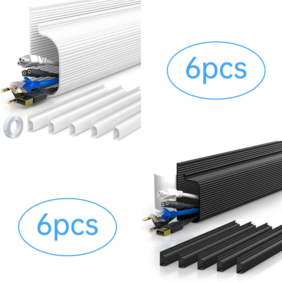 Cable Management Channel J Kit Â Cord Organizer Raceway For Wall And Desk, Black White Durable Build 9771547565352