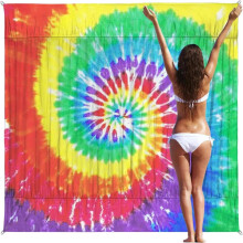 Treasurel Tie Dye Sandtät Strandfilt, 190x190 cm, Vattentät & Vikbar – Kompatibel med Strand, Picknick, Camping, Vandring