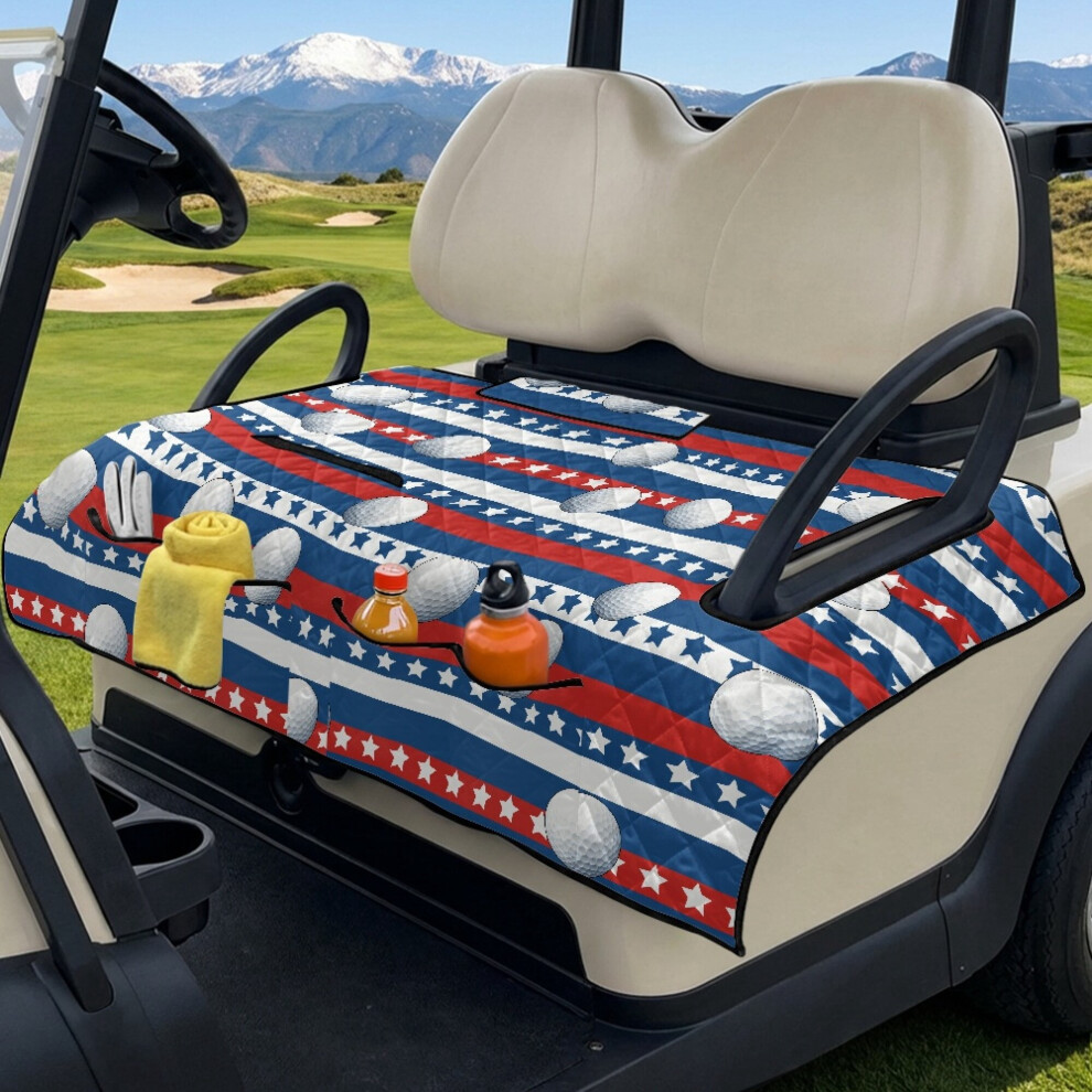 Universal Golf Cart Seat Covers & Towel Blanket, Uv Resistant, Compatible With 2-Person Carts, Stars & Stripes Print 9028731748733