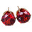 Ear Studs Cubic Zirconia Round Red and Gold 1