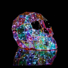 Prism Skull LED Lights and Light Up Skeleton,Halloween Skull Scene Layout,USB Charging Luminous Night Light Decor