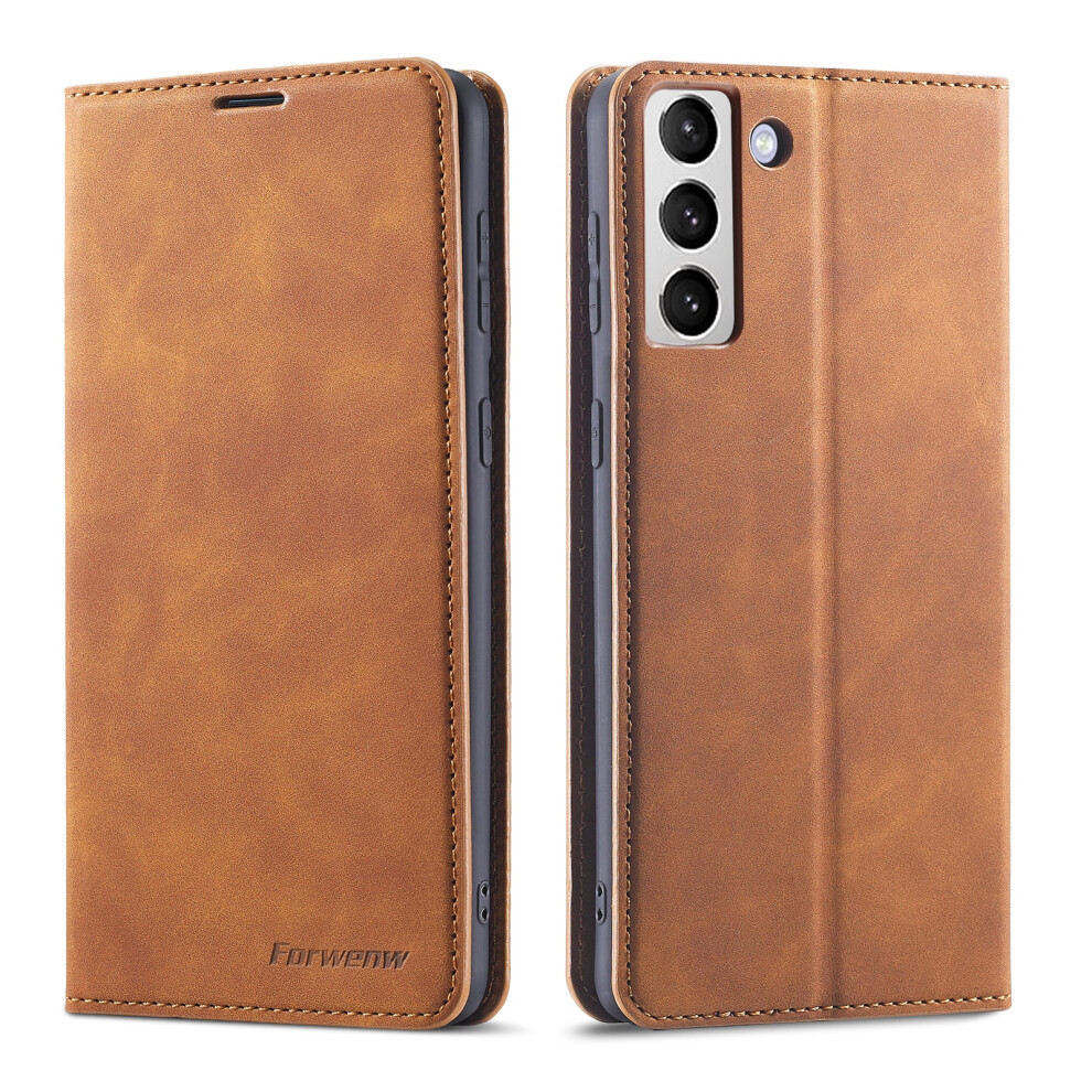 Wallet Case For Compatible With Samsung Galaxy S24 Â Magnetic Flip Folio, Pu Leather & Tpu Shockproof Cover With Stand & Card Slots, Brown 9479868133570