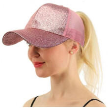 (Pink)Girls Kids Sports Ponytail Baseball Cap Mesh Adjustable Hat Ponycap