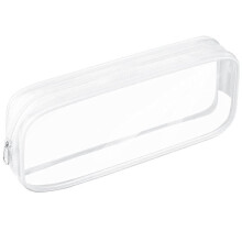 (White) Clear Pencil Bag, Clear Exam Pencil Case, Waterproof PVC Zippered Comestic Storage Pouch, Travel Luggage Pouch Make up