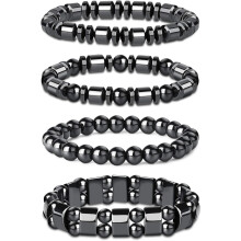 4 Hämatit-Magnetarmbänder mit Tigerauge