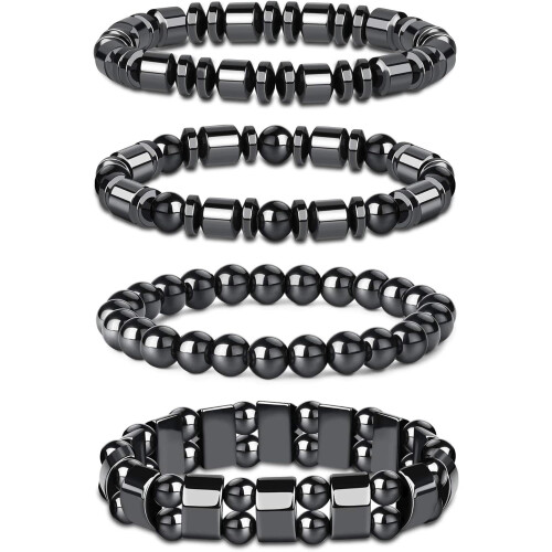 4 Hämatit-Magnetarmbänder mit Tigerauge