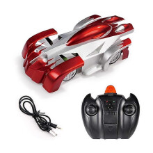 (Red) Wall Climbing Remote Control Car Dual Mode 360 Rotating Rc Stunt Cars With Headlight Rechargeable Toys For Boys Gift