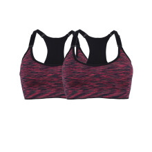 Sports-bh til kvinder Sømløs yoga-bh Sexet racerback sports-bh Aftagelig pude Yoga-bh'er Fitness Workout Crop Tops, 2-pak