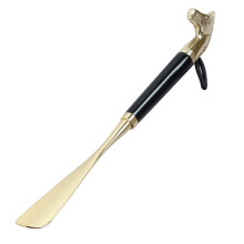 Horse Head Shoe Horn Long Handle Wooden Metal 22 Inch