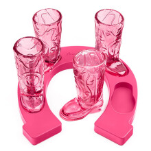 Final Touch Set of 4 Pink Wild West Horseshoe Boot Shots