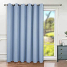 Fashion Sliding Door Curtain 120x96", Thermal Blackout Room Divider, Spa Blue, 1 Panel