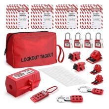 Electrical Lockout Tagout Kit, Hasps Set, Clamp on and Universal Multipole Circuit Breaker Lockouts, LotoLockout Tags