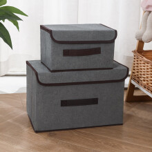 2 Pack Foldable Storage Boxes with Lids, Large and Small Fabric Storage Bins with Handles for Organizing Clothes, Bedding, Toys, and Documents