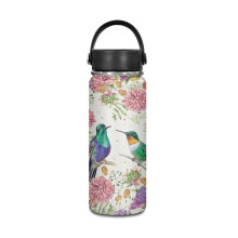 Blommig Kolibri Isolerad Vattenflaska och Lätt Vakuumisolerad Kolibri Säker Vattenflaska i Rostfritt Stål Håller Kall och Varm 20oz