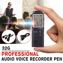 Gravador de voz digital de 32 GB para palestras e reuniões, dispositivo de gravação ativado por voz com reprodução.