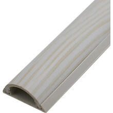 Long Slim Plastic Cord Cover for Hardwood Floor, White Wood Grain Cable Protector, Easy Cut 145cm