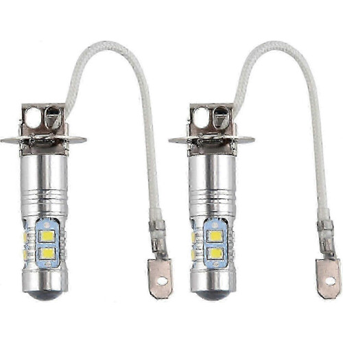 2pcs Super Bright White H3 LED Fog Light Bulbs,compatible 12V-24V DC Headlight Conversion Kit