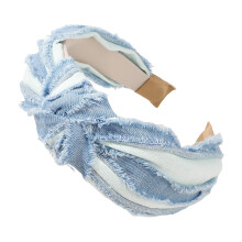 Retro Denim Hair Hoop Women Denim Headband Wide Knot Design Retro Hairband Daily Party Hair Accessories
