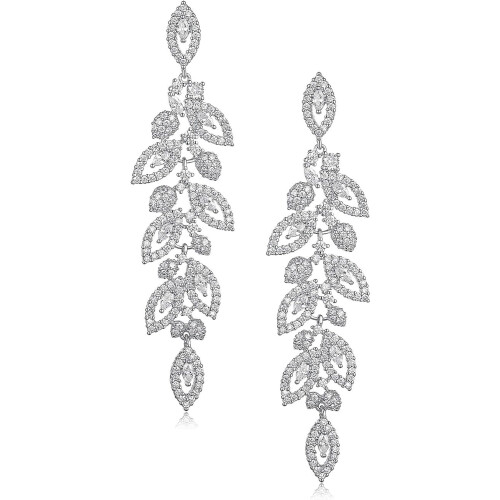 Σκουλαρίκια με κρεμαστά κοσμήματα Radiant Bridal: Λάμψη με στρας από κρύσταλλο CZ,