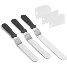 3er-Set abgewinkelte Spatel, Edelstahl 420, 15/20/25 cm, PP-Griffe, Schwarz – Ideal zum Dekorieren und Backen von Torten