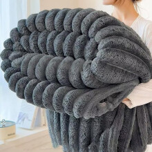 Super Soft Faux Fur Ribbed Fleece Throw Blanket, Cosy Warm Winter Thick Fleece Blanket for Sofa Bed Couch, Chunky Ribbed Cord Throw Blankets