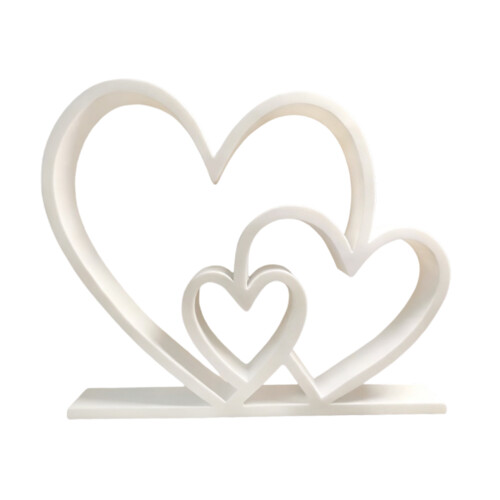 Valentines Day Decorations Heart Sculpture 3D Printed-White