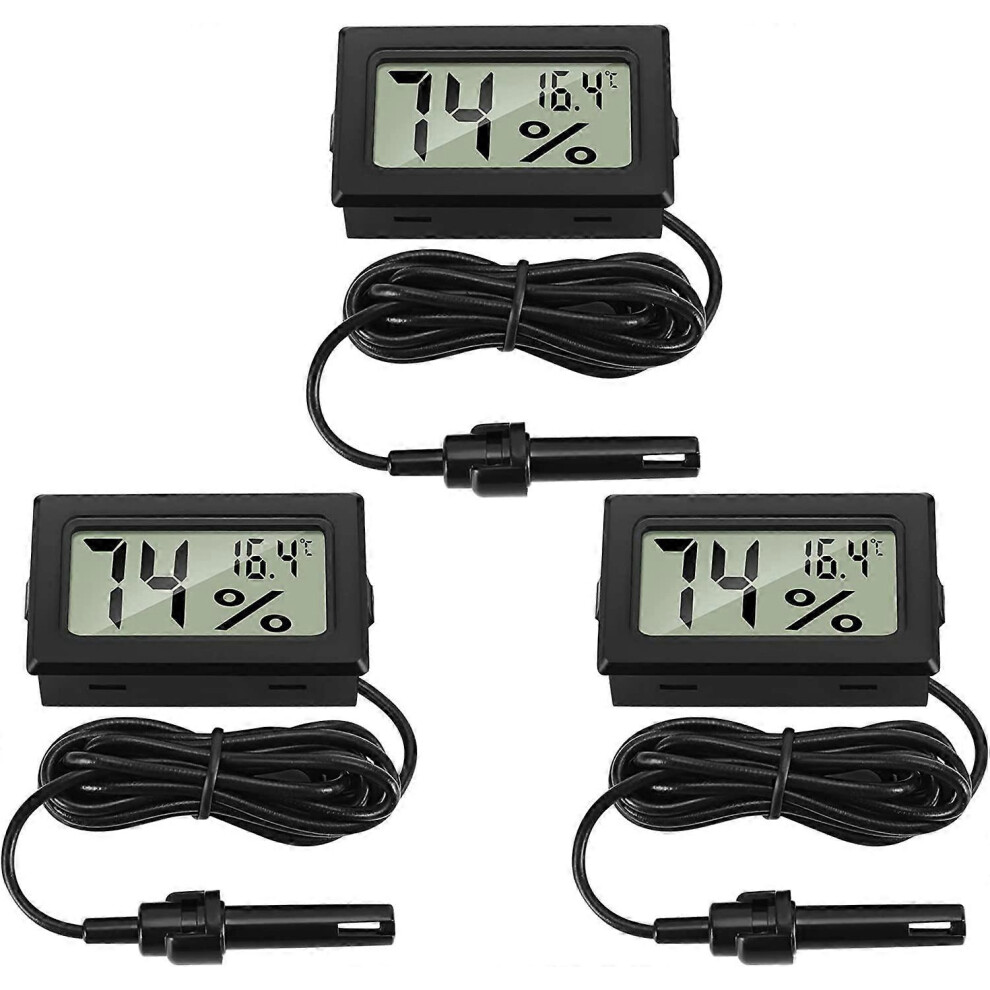 3PCS Digital Thermometer Hygrometer Mini Probe Thermometer Temperature Hygrometer Reptile Incubator Poultry Office Living Room