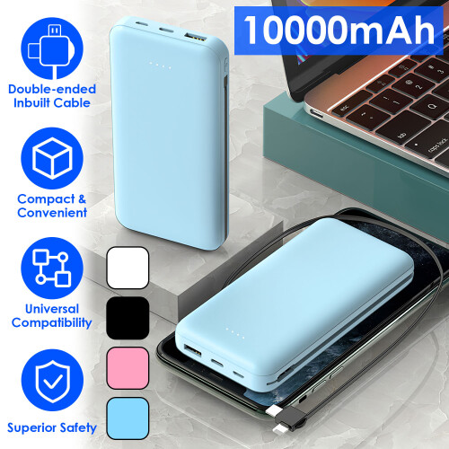 Φορητό power bank 10000mAh εξωτερική μπαταρία φορτιστής τηλεφώνου με καλώδιο διπλής