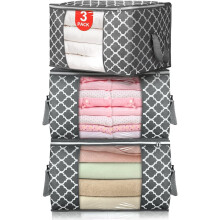 XiHAMA 90L Foldable Storage Bags with Reinforced Handle – for Clothes, Blankets, Comforters, Sheets, Pillows & Toys